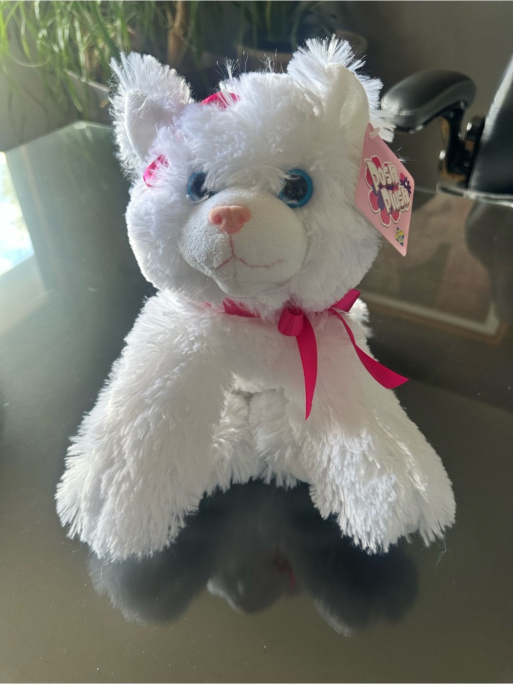 Plush White kids Toy with Pink Accents -